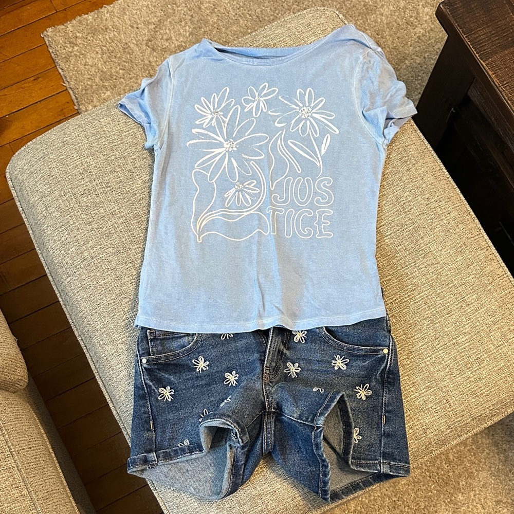 Justice Blue Floral Kids Tee